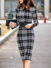 Load image into Gallery viewer, Women's elegant chic bodycon formal dress 2019 autumn winter fold-over collar plain office suits for women two piece set