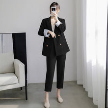 Load image into Gallery viewer, Work Pant Suits OL 2 Piece Sets Double Breasted Plus Size 5XL Blazer Jacket Oversized Trousers Suit For Women Set Feminino
