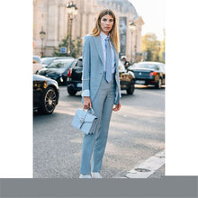 Load image into Gallery viewer, 2019 Light Blue Women's Formal Wedding Tuxedo Suits Female Office Business Uniform Suits Women Custom Made 2 Pieces Suits